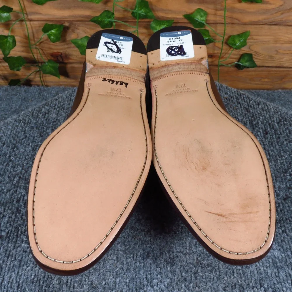 Nordstrom 61094 Mens Tassel Loafer Size 12 Dress Shoes Brown Woven Leather Italy